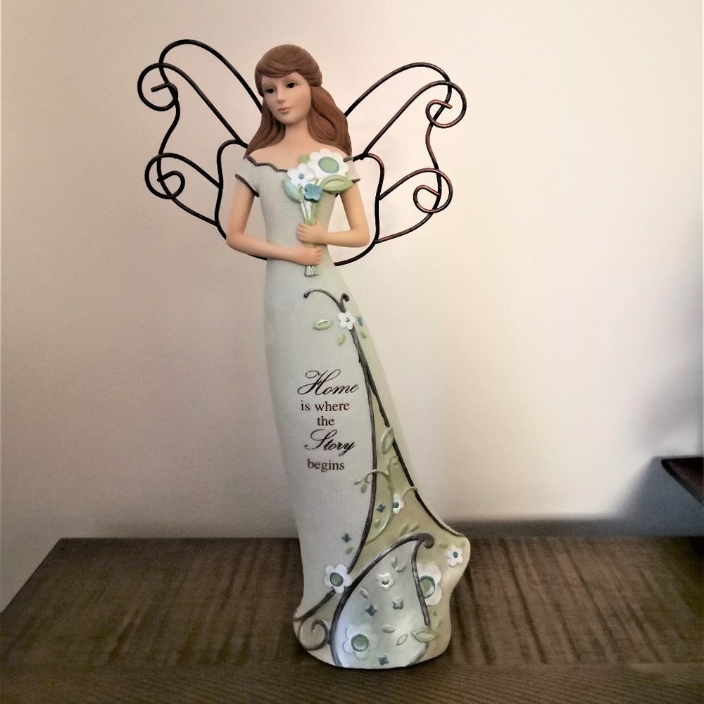 Pavilion - "Home is where the Story begins" Floral Angel Figurine‎ 12"